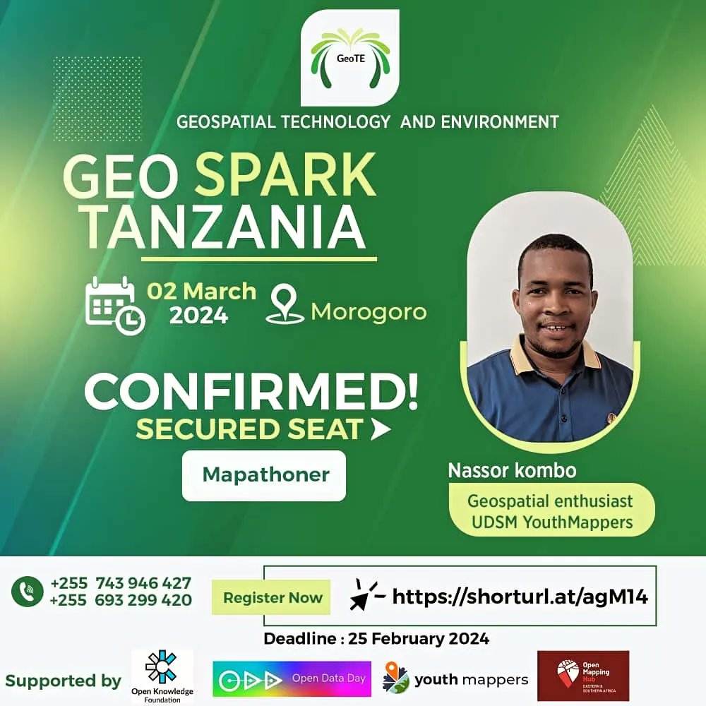 Have you registered? Don't wait till the window is 🔒 Register now via geospark.geote.org 🥂Cheers to confirmed Mapathon participants, lets meet @cate_hotels_moro For a night experience ..unlocking open data for SDGs