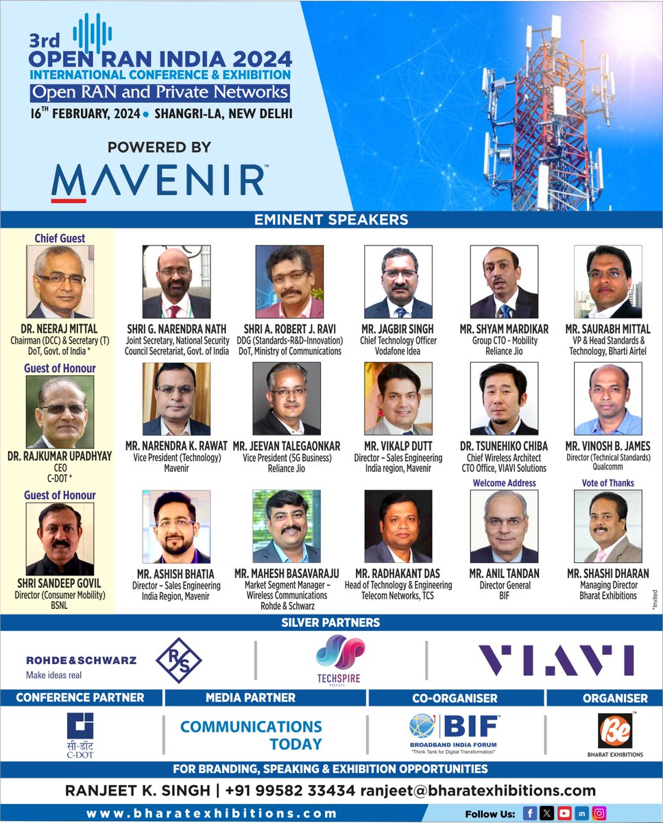 be_exhibitions's tweet photo. NOT TO BE MISSED!

The 3rd edition of #OpenRANIndia2024 International Conference &amp; Exhibition
Date: Feb 16, 2024 at Shangri La, New Delhi.

#openran #wirelessnetworks #oran #ran #5G #radionetworks #virtualizedran #mobilenetworks #5gnetworks https://t.co/sPMzlh6BFk