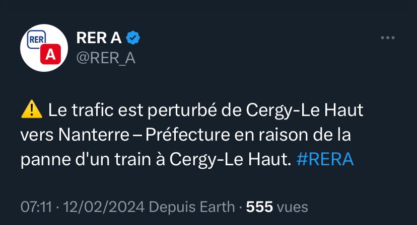 Lundi 12/02/2024, un Bingo parfait pour Conflans fin d’Oise! <a href="/RER_A/">RER A</a> <a href="/LIGNEL_sncf/">Ligne L</a> <a href="/LIGNEJ_SNCF/">Ligne J</a>