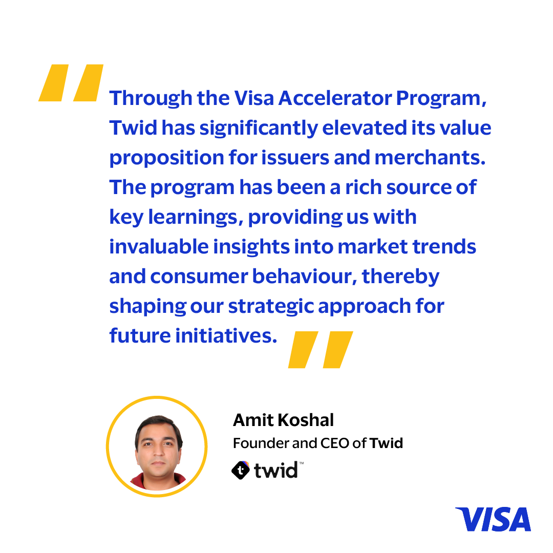 Visa_IND's tweet photo. The innovative fintech company Twid is scaling up its business by being a part of the #VisaAcceleratorProgram.
Join the program today at https://t.co/QGGdi9nFL4 and grow your business. Application Deadline : March 8, 2024.
#Visa https://t.co/YRu9vfp4tx