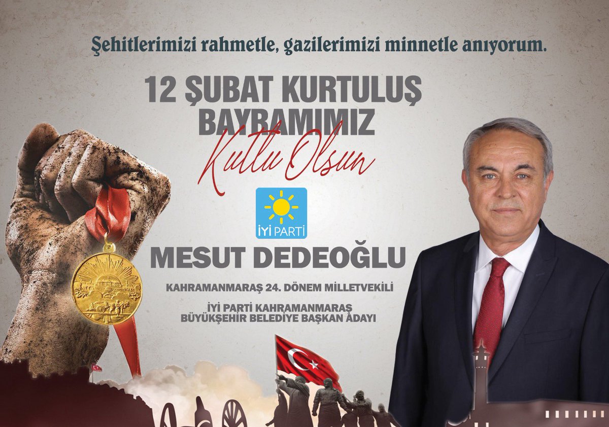 mesutdedeoglu's tweet photo. 12 ŞUBAT KURTULUŞ BAYRAMIMIZ KUTLU OLSUN.!

#iyiparti #meralakşener #korayaydın #oktayvural #buğrakavuncu #burakakburak #ayferyılmaz #ünzileyüksel #kürşatzorlu #iyipartikahramanmaraş #mesutdedeoğlu #süleymantekerek #kahramanmaraş #onikişubat #dulkadiroğlu #elbistan #afşin #göksun https://t.co/cjujkUIwwc