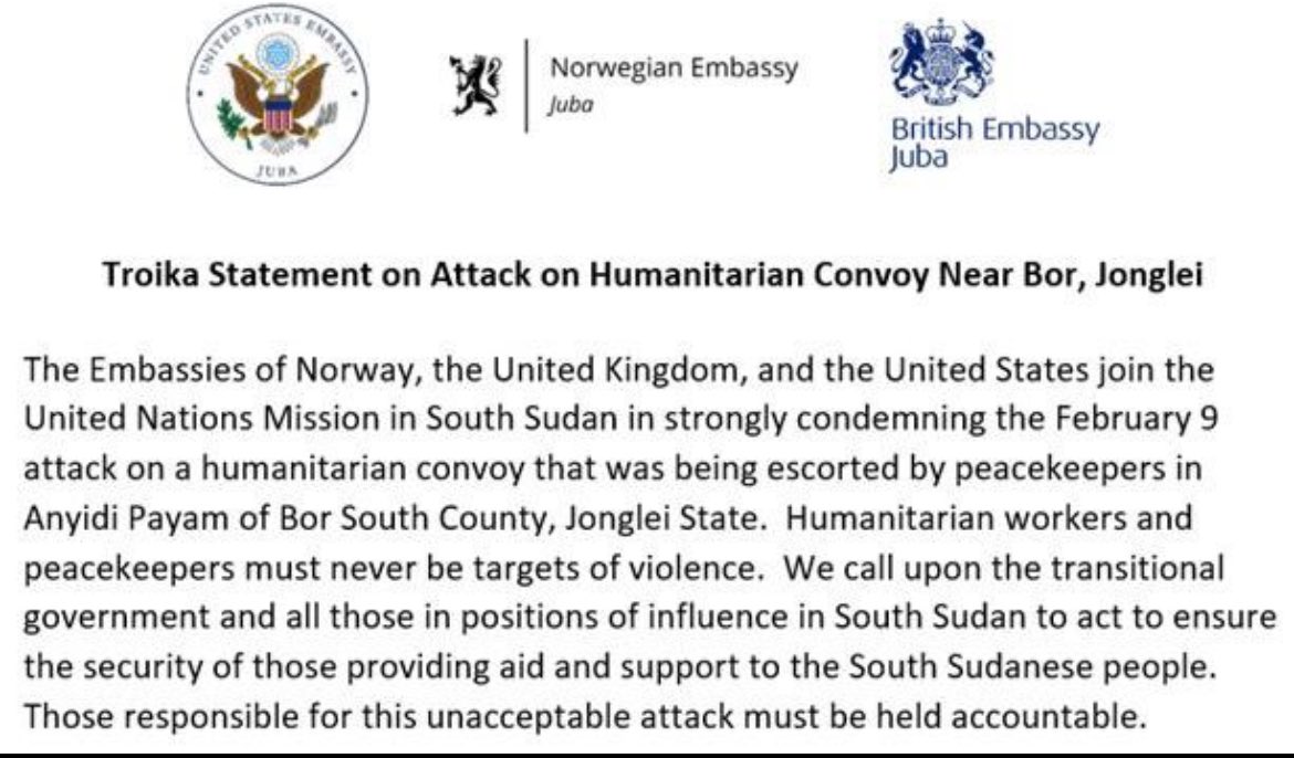 Security now for those providing aid and support to the people of South Sudan