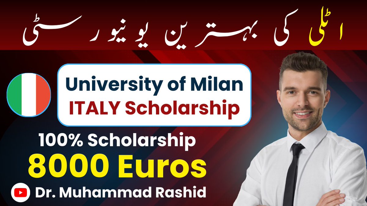 dr_rashid_malik's tweet photo. Study in Italy without IELTS on Scholarship 🇮🇹 For details click below:
https://t.co/P5a646jXR3
#scholarships #studyinitaly #studywithoutielts #FullyFundedScholarships #studyineurope #ElectionResults https://t.co/cti04ELjtF