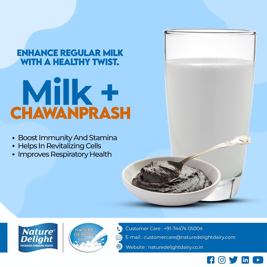 NatureDelightG1's tweet photo. Enhance Regular Milk with a Healthy Twist!
Introducing Nature Delight's innovative combination: Milk + CHAWANPRASH!
#HealthyLiving #ImmunityBoost #NaturalHealth #ChawanprashMilk #NatureDelight #Wellness #RevitalizeCells #HealthyEating #ImmuneSystem #HealthyDrink #Hydration https://t.co/75QtW6EDlN