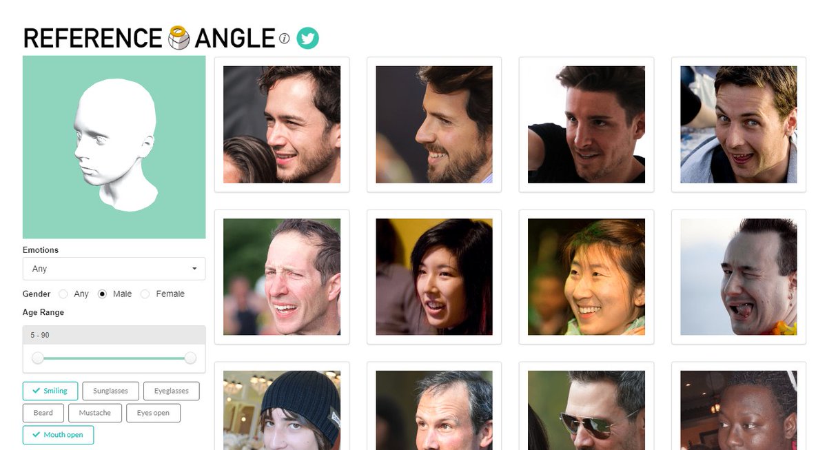 [FREE ART RESOURCES LIST] because cool artist don't gatekeep😎✨ - A Thread 1. Reference Angle (/referenceangle.com) this website helps you to find a reference for head angle with options!! such as emotions, gender, age range, even facial feature.