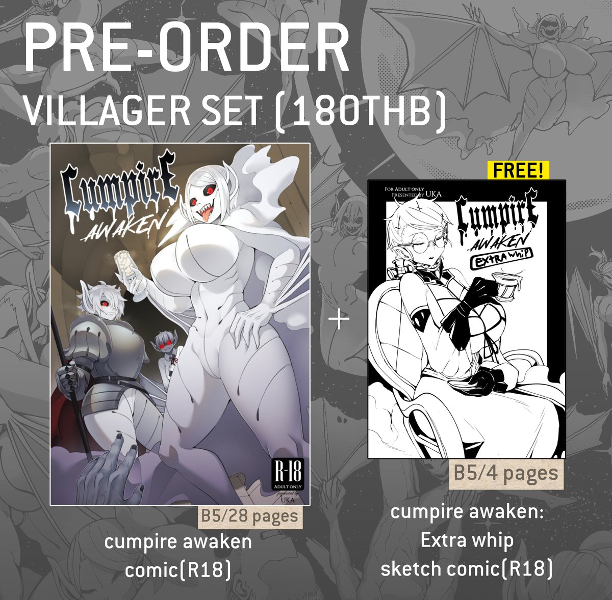 ukavonnak's tweet photo. PRE-ORDER 
Cumpire awaken(R18)
original comic B5 ขาวดำ 28หน้า
ระยะเวลาเปิดพรี 12-28 กพ. 2567
รายละเอียดเพิ่มเติม
https://t.co/L7FoFVbNOI https://t.co/WbCoq3dZHp