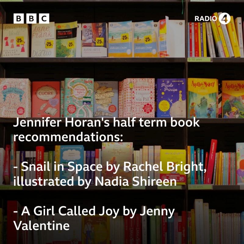 BBCr4today's tweet photo. Looking for children's book recommendations for half term? 📚

As part of our #R4Today book club, author @frankcottrell_b and librarian @JL_Horan7 share some of their favourite spring-themed titles.   

And tap the cards below for more recommendations ⬇️