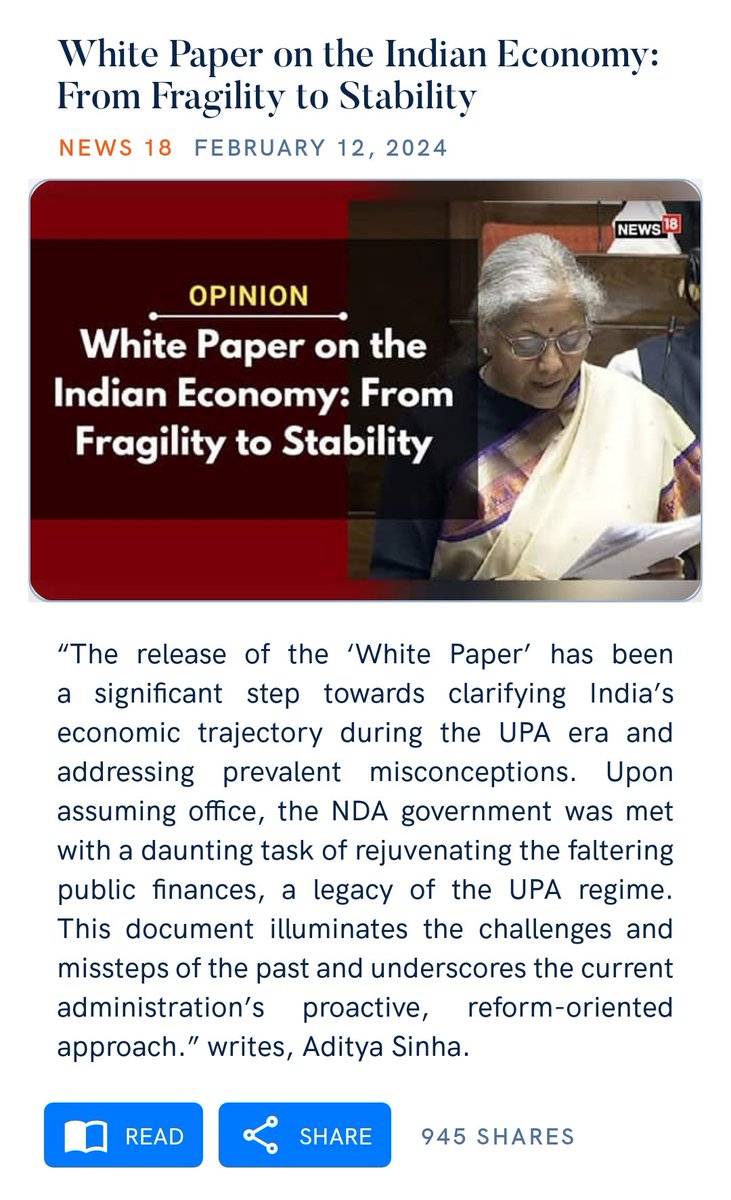 White Paper on the Indian Economy: From Fragility to Stability
news18.com/opinion/opinio…

via NaMo App