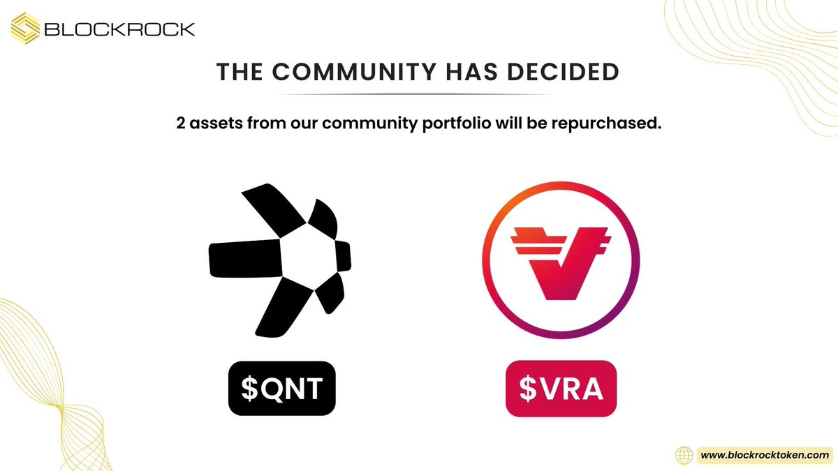 The Community has decided 📢 $QNT and $VRA will be repurchased as they are already a Part of our BlockRock Community Portfolio! @quant_network was launched in June 2018 with the aim of connecting blockchains and networks on a global scale without compromising the efficiency