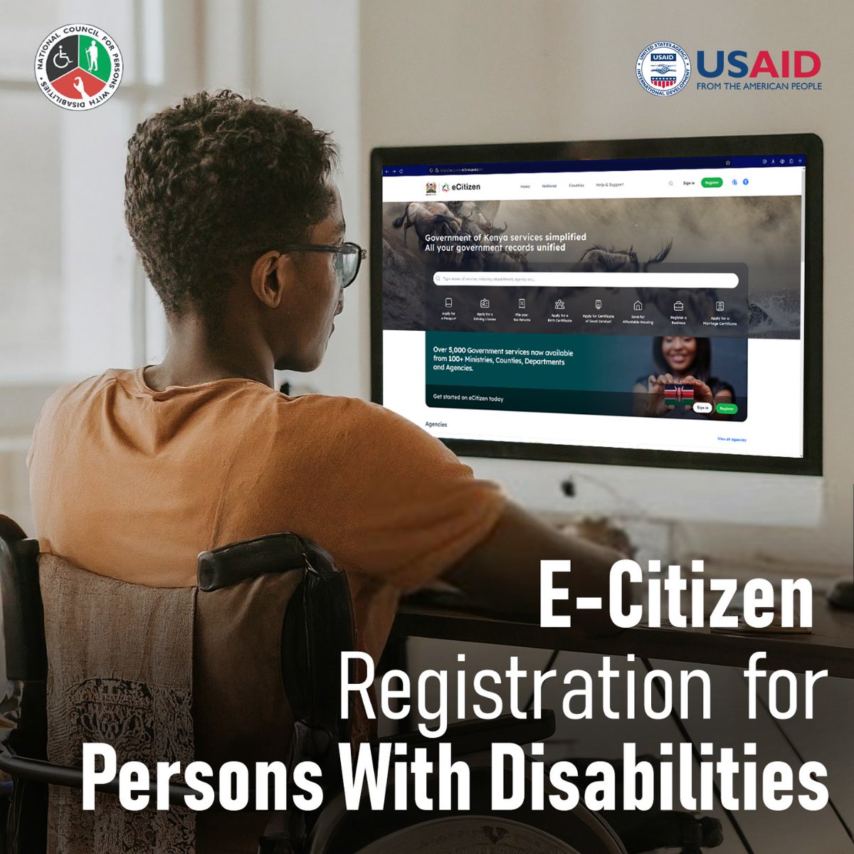 @ DisabilityAwareness InKenya

Now, anyone with a disability can register on the E-citizen platform, making access to services more convenient than ever.

#nothingforuswithoutus