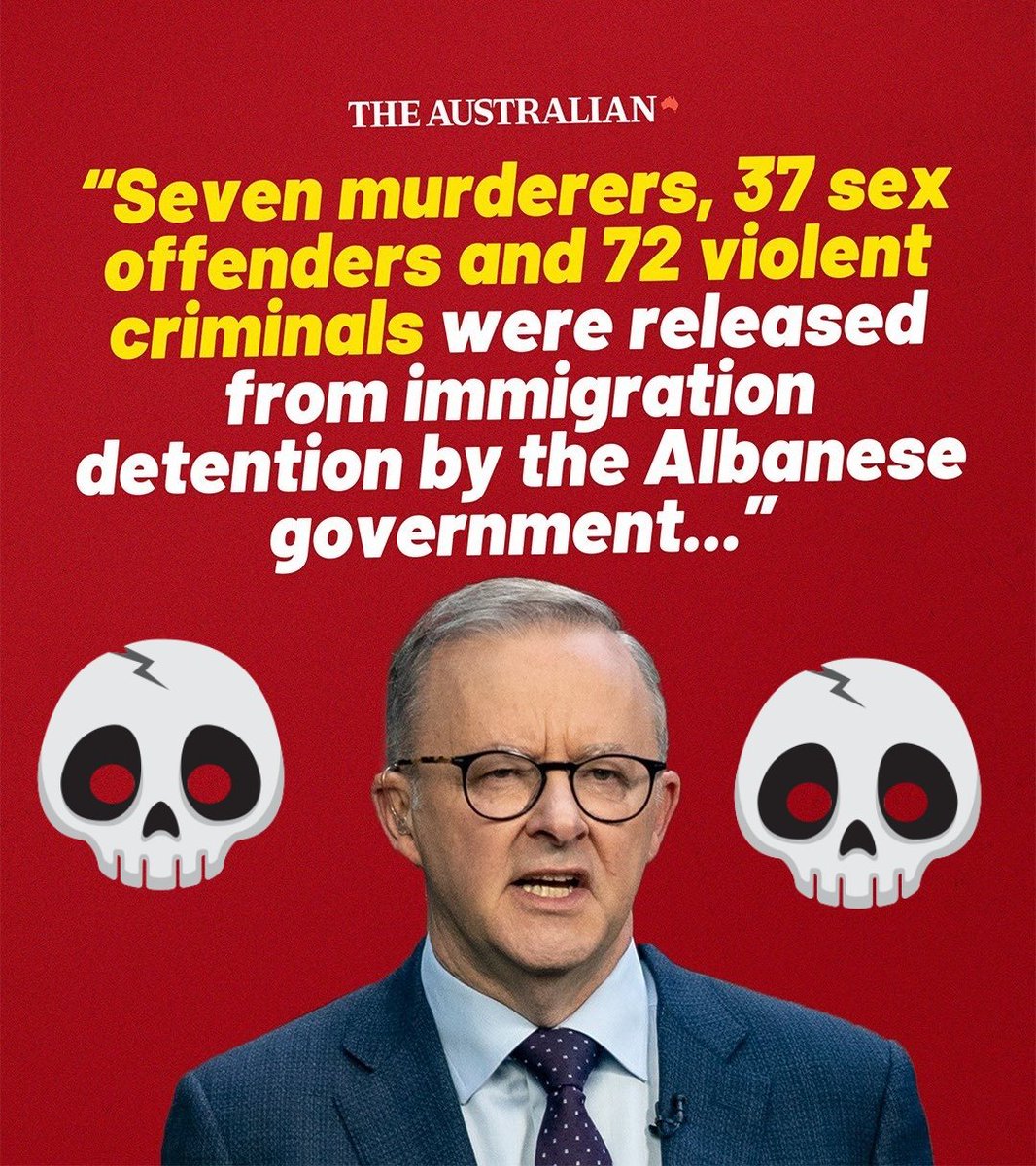 Beware 😡
The Anthony Albanese government has released 7 murderers, 72 dangerous criminals and 37 rapists from immigration retention centres these killers are roaming free on the streets. #Australia #CrimesAgainstHumanity #womenSecurity #CrimesAgainstWomen