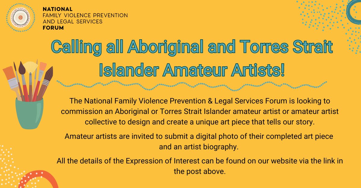 Calling all Aboriginal and Torres Strait Islander Amateur Artists! We're seeking to commission an Aboriginal or Torres Strait Islander amateur artist/amateur artist collective to design & create a unique art piece that tells our story. Find out more here: nationalfvpls.org/research-submi…