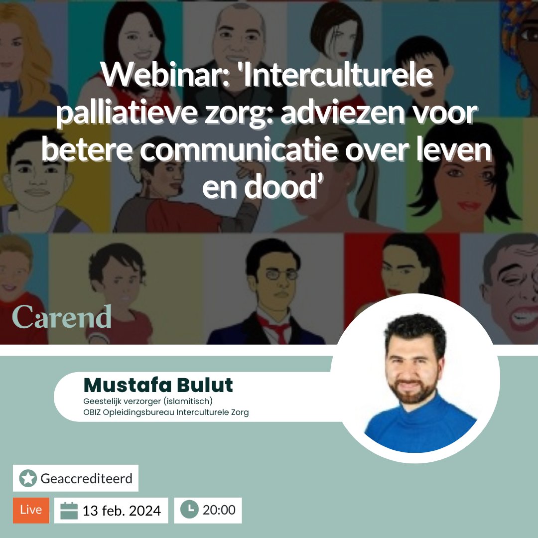 De maand februari staat in het teken van interculturele palliatieve zorg. Het eerste webinar, van het drieluik, vindt morgen plaats en gaat over adviezen voor betere communicatie over leven en dood. Meer weten of aanmelden? ow.ly/hXeF50QqioY