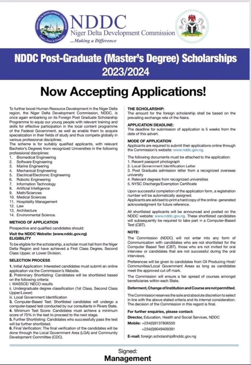 NDDC Scholarships