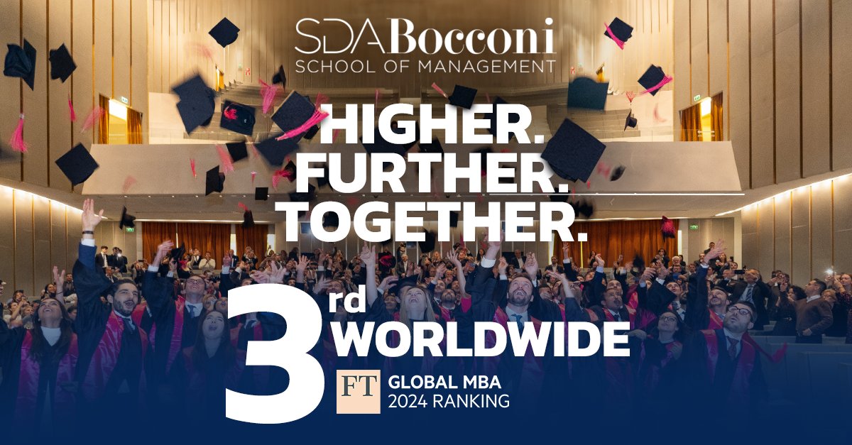 The Full-Time #MBA takes a big leap forward in the Financial Times’ 2024 MBA #Ranking: Top 3 globally and 2nd in Europe. The milestone reflects the guidance and vision of Faculty, Staff, and, most importantly, the success of its graduates. Read the news: bit.ly/3wd6rsp