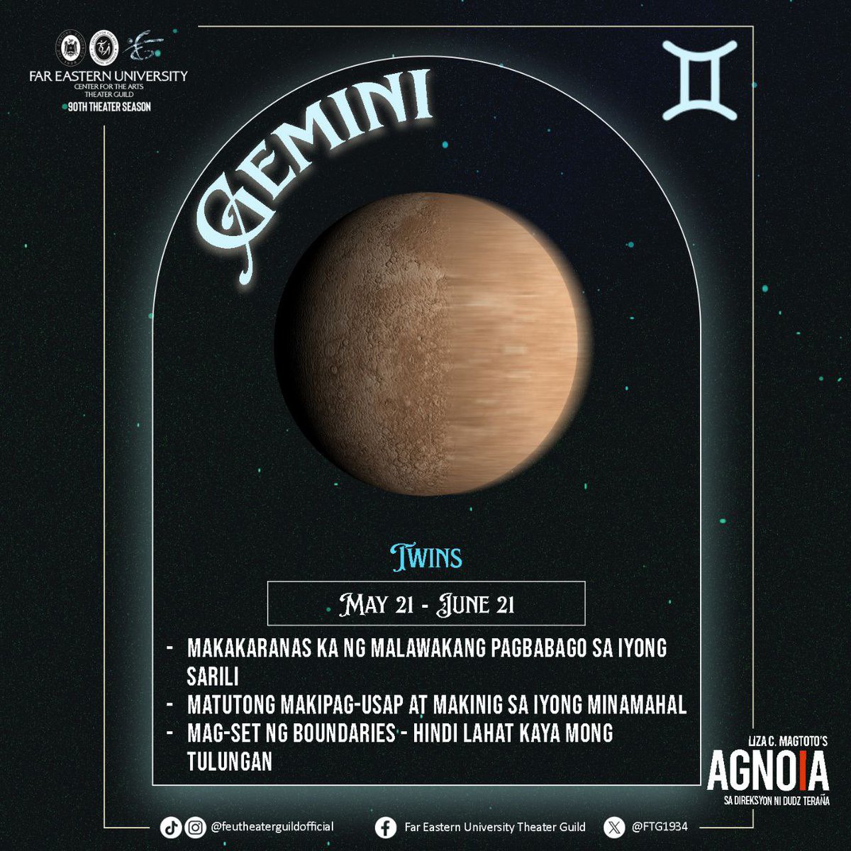 FTG1934's tweet photo. Fate Forecast: Gemini ♊

📢 Mga habilin para sa mga gemini bago ang araw ng mga puso. 💖💫
DISCLAIMER: Ikaw na bahala kung maniniwala ka.

Para sa iba pang detalye: https://t.co/mCRV9nZur1 

#FTGAgnoia
#FTGNobenta https://t.co/3sTzEOhkx2