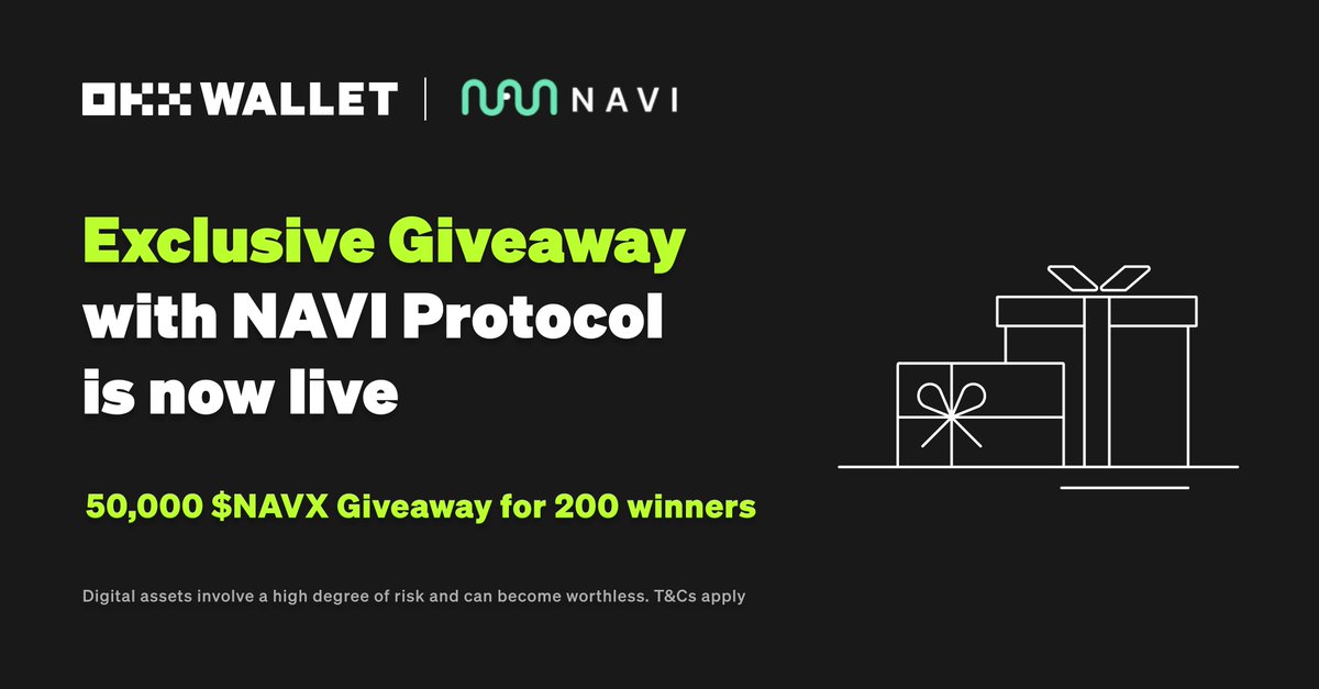 @DeFi @Multibit_Bridge @BitSwap_xyz @UXLINKofficial @eths_X @UnchartedLandsx 🎉 New #giveaway campaign is live! Join the @navi_protocol celebration for a chance to win 50,000 $NAVX To join: galxe.com/OKXWEB3/campai… Ends on Feb 29th ⌛️ Details🔽: twitter.com/navi_protocol/…