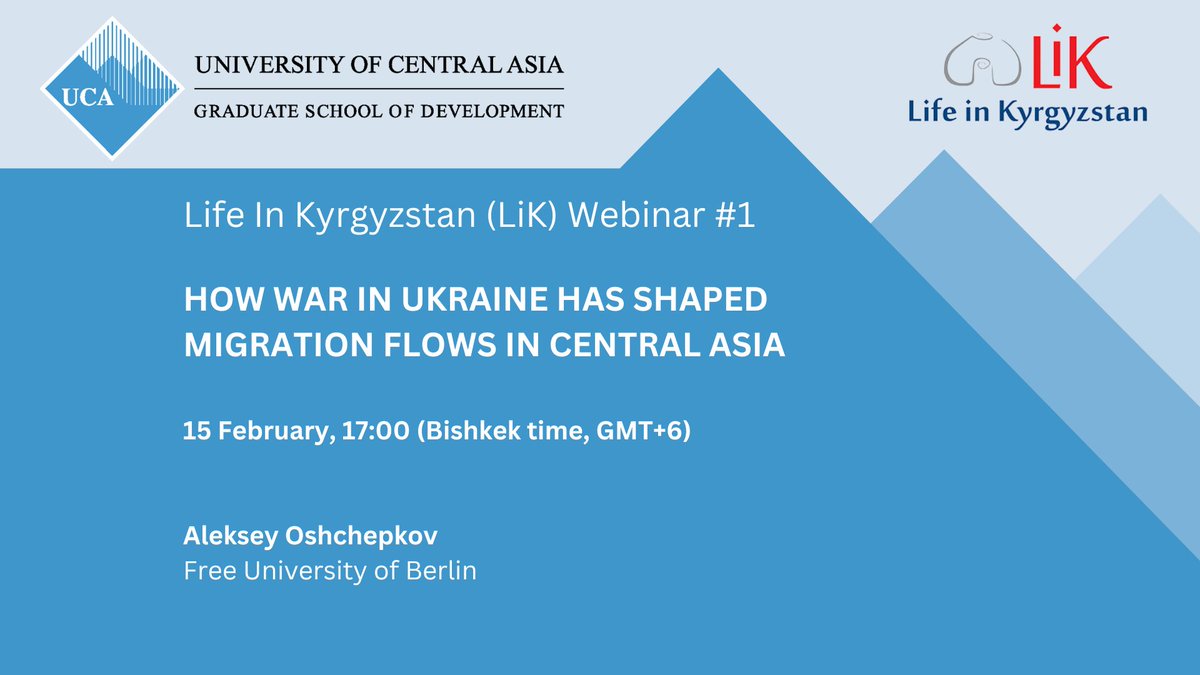 Join us for the inaugural session of our monthly webinar series "Life in Kyrgyzstan"
Topic: How War in Ukraine Has Shaped Migration Flows in Central Asia
Register: forms.office.com/pages/response…