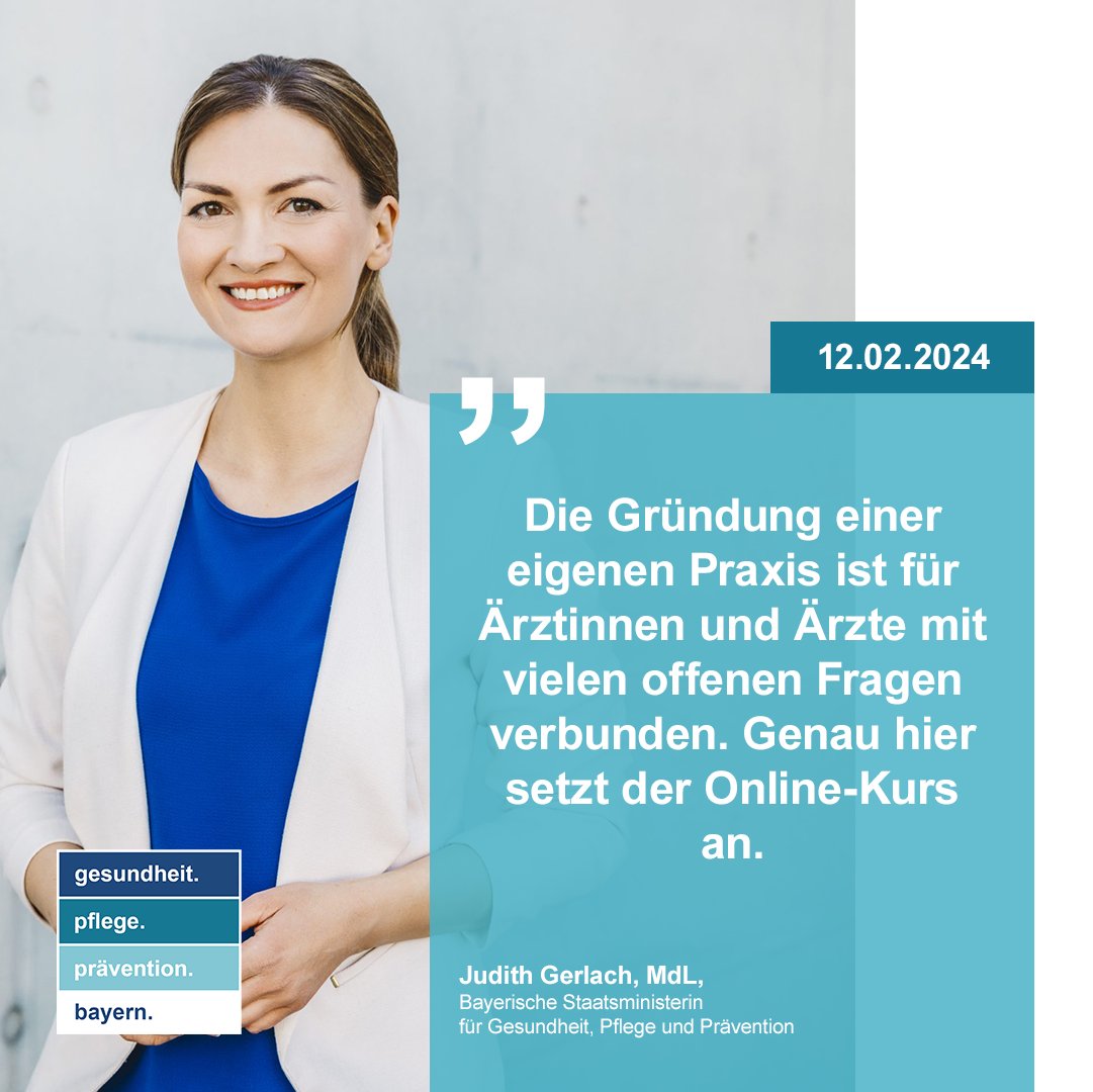 Gerlach unterstützt junge Ärztinnen und Ärzte auf dem Weg zur eigenen Praxis jetzt auch mit Online-Kurs – Bayerns Gesundheitsministerin: Digitaler „Erste-Hilfe-Kasten“ zur Praxisgründung und -führung ab sofort verfügbar. stmgp.bayern.de/presse/gerlach… #OnlineKurs #Praxis