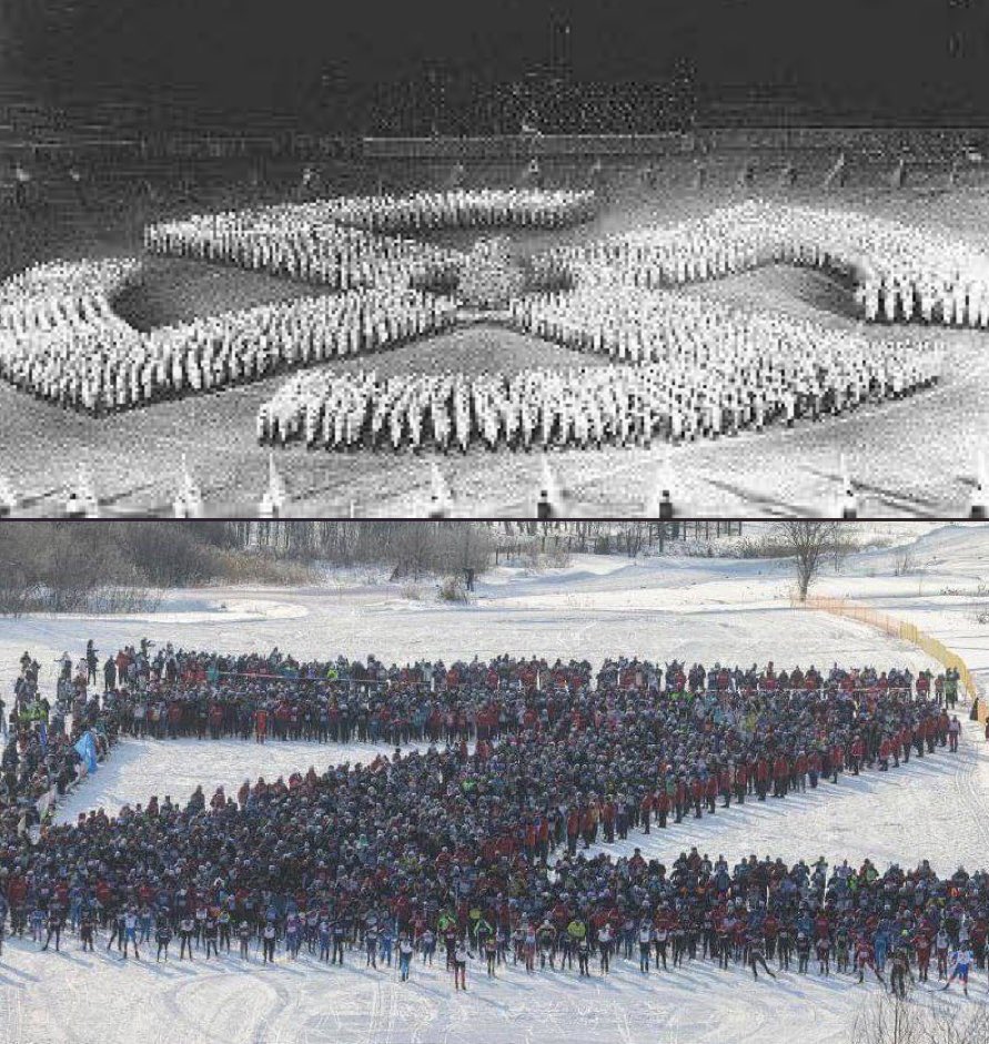Qope87's tweet photo. Foto č. 1 - Rok 1936 a snímek z olympijský her v Berlíně.

Foto č. 2 - Rok 2024 a snímek z lyžařských závodů v Moskvě.

Myslím, že nic dalšího není nutné dodávat ... https://t.co/sVIl1RM9AM