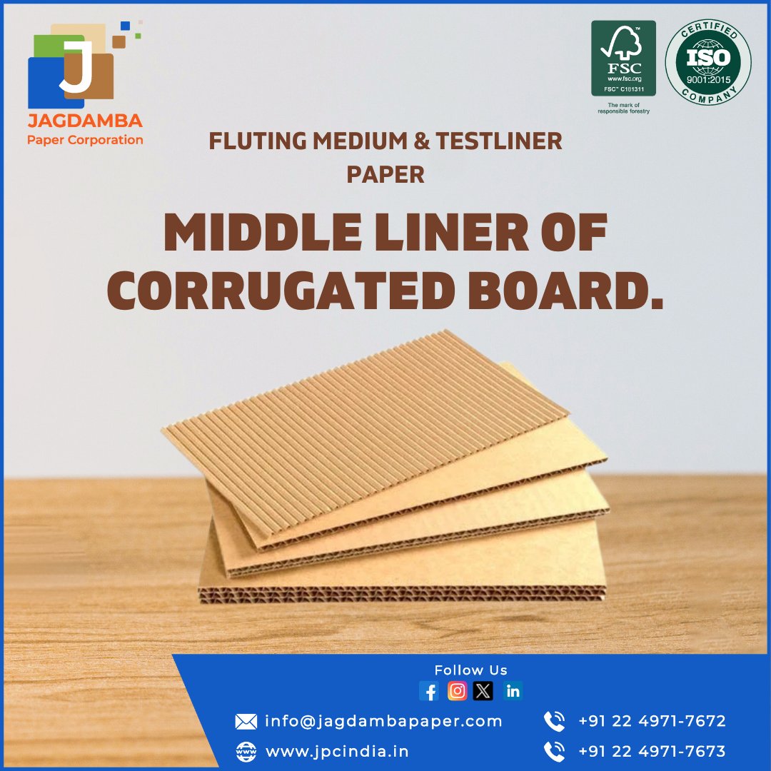 Discover the backbone of corrugated strength: Fluting paper 📦 From packages to protection, this middle liner plays a crucial role in keeping products safe during transit.

#packagingperfection #flutingpaper #corrugatedboard  #flutingmedium #testlinerpaper #packagingbox #jpcindia