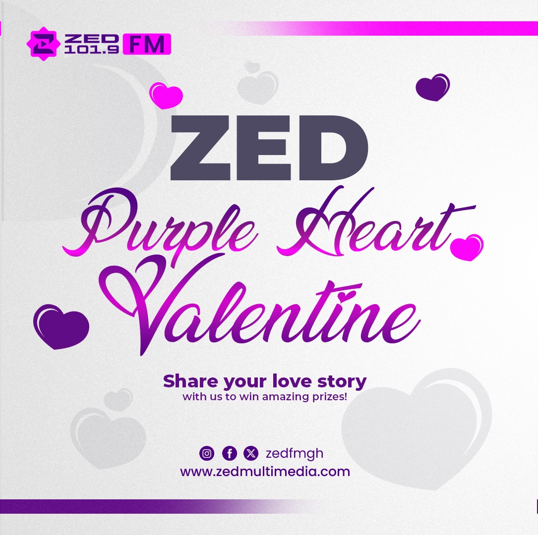 zedfmgh's tweet photo. 💜 Ready to share your love tale and win fabulous prizes? 💖 Join us for the ZED Purple Heart Valentine giveaway! 💝 Share your love story for a chance to win amazing rewards and spread the love this Valentine's season. 💞 #ZEDPurpleHeartValentine
#zedfmgh https://t.co/uugqZTEcfI