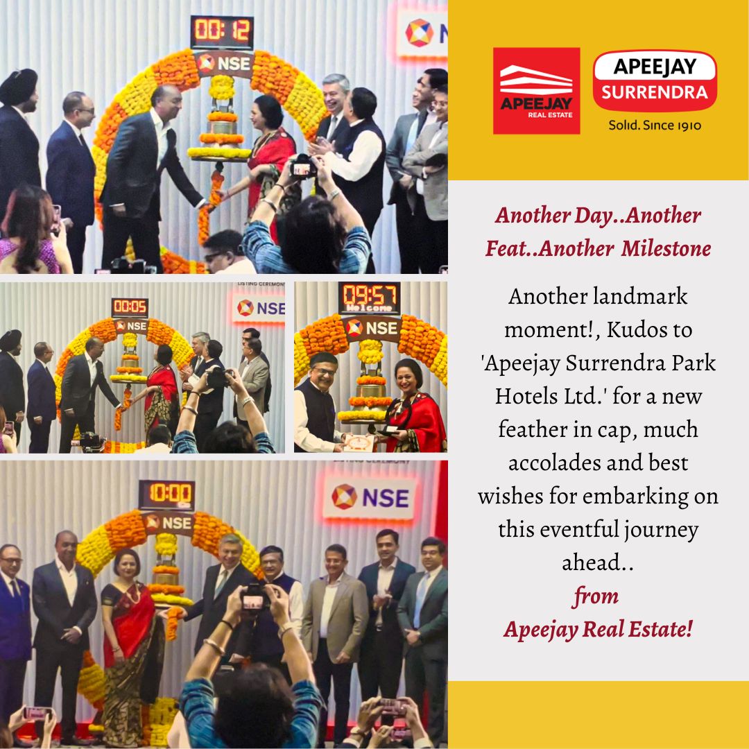 ApeejayRE's tweet photo. π Huge congrats to @parkhotelsindia on their listing! π Cheers to excellence and continued success! π₯ #AchievementUnlocked #ParkHotels #ApeejayGroup #Priyapaul @PritiPaul7 #KaranPaul https://t.co/OdRlqFXxpz