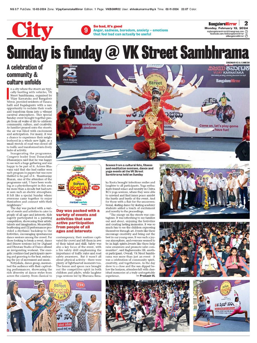 VKReaderskarnataka (@vkreaders) on Twitter photo VK Street Sambrama @dasarahalli
The weekend has been jam-packed!
We appreciate Darsarhalli residents' fantastic turnaround on Sunday.
#WeekendVibes #fun #streetfest
<a href="/manipalhospital/">manipalhospital</a> <a href="/FreedomOil_In/">Freedom Healthy Oil</a> <a href="/Vijaykarnataka/">vijaykarnataka</a> <a href="/BangaloreMirror/">Bangalore Mirror</a> VK Street Sambrama @dasarahalli
The weekend has been jam-packed!
We appreciate Darsarhalli residents' fantastic turnaround on Sunday.
#WeekendVibes #fun #streetfest
<a href="/manipalhospital/">manipalhospital</a> <a href="/FreedomOil_In/">Freedom Healthy Oil</a> <a href="/Vijaykarnataka/">vijaykarnataka</a> <a href="/BangaloreMirror/">Bangalore Mirror</a>