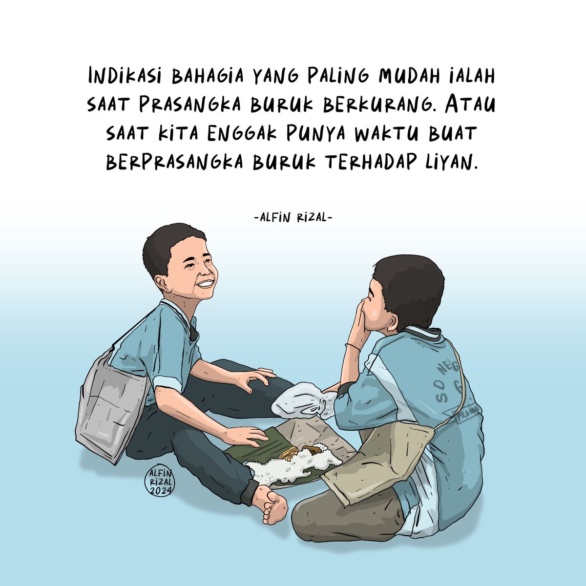 alfinrizalisme's tweet photo. semoga kita punya kesibukan yang membuat kita kehilangan waktu untuk membenci orang lain—untuk alasan apa pun. lebih-lebih alasannya cuma karena beda pilihan nganu. bahagia untuk kita semua tanpa kecuali! https://t.co/WbklJ7fboB