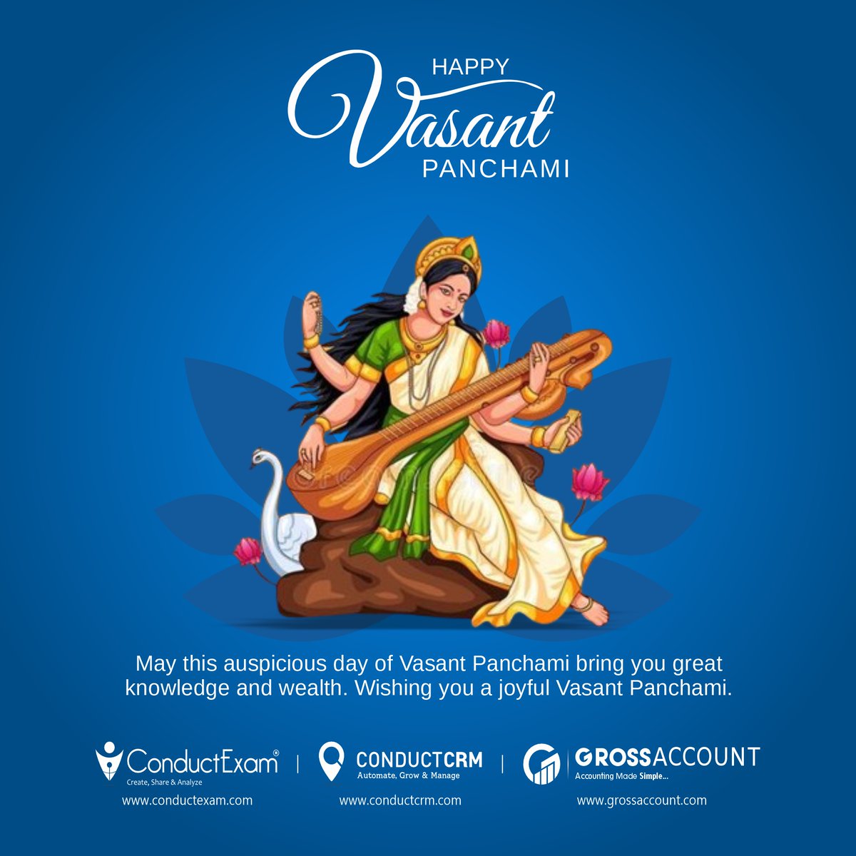 conductexam's tweet photo. Celebrate the arrival of spring! 🌼🌸🌷

Celebrate the arrival of spring and the goddess of wisdom, Saraswati, with us.

#VasantPanchami #SaraswatiPuja #HinduFestival #CelebrateSpring #YellowFlowers #SweetFragrance #NewBeginnings #SpringVibes #basantpanchami #vasantpanchami https://t.co/Tx7VnooOtL