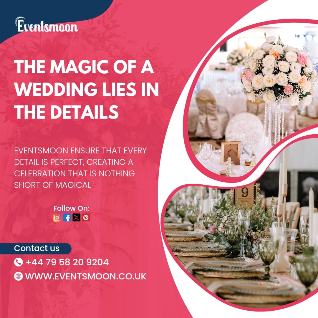The magic of a wedding lies in the details

Eventsmoon ensure that every detail is perfect, creating a celebration that is nothing short of magical

#eventsmoonuk #eventsmanagementservices #eventplanneruk #weddingplannerlondon