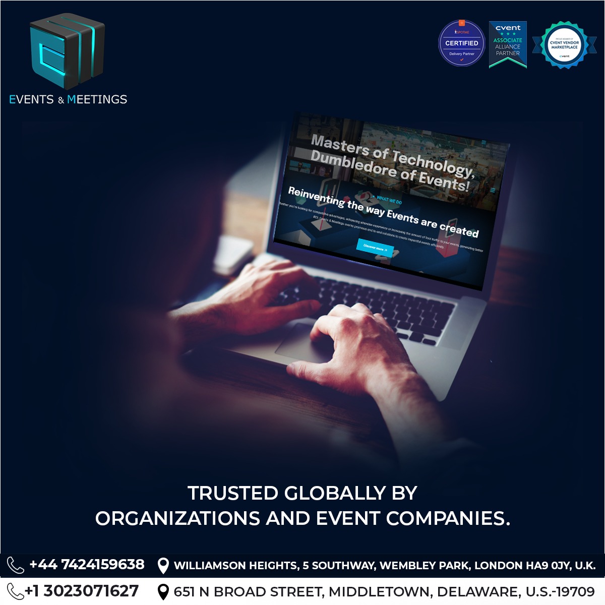 Empower your events with most advanced tech solutions trusted globally by leading organizations and event companies.

🌐 eventsandmeetings.co

#TechForEvents #EventExcellence #EventInnovation #EventsAndTech #EventTechSolutions #cvent #spotme #eventsandmeetings