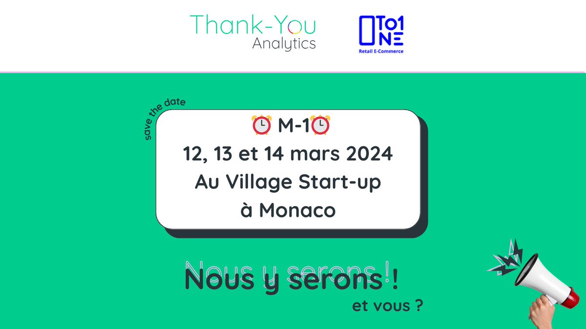 📅  Save the Date !
Dans 1 mois nous serons à Monaco 🇲🇨
Nous rejoindrons les leaders du retail e-commerce pour 3 jours d'échanges. Nous espérons vous rencontrer sur place pour discuter de nos projets respectifs.
Restez connectés !
#event #OneToOne #RetailEcommerce #Networking