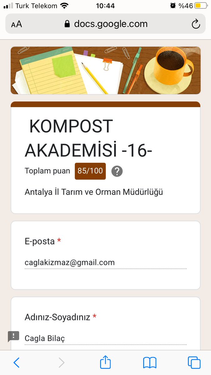 caglabilac's tweet photo. @antalyailtarim @FratErkal @ibrahimyumakli #gelecektarimda
#kompostakademisi
16.Ders sinav sonuc

Son dersimizin sinavinida bitirdik egitimde emegi gecen tum hocalarima Ve Antalya il Tarim ve Orman Mudurlugune cok tesekkurler ediyoruz🙏 https://t.co/IdZwCKDoKq