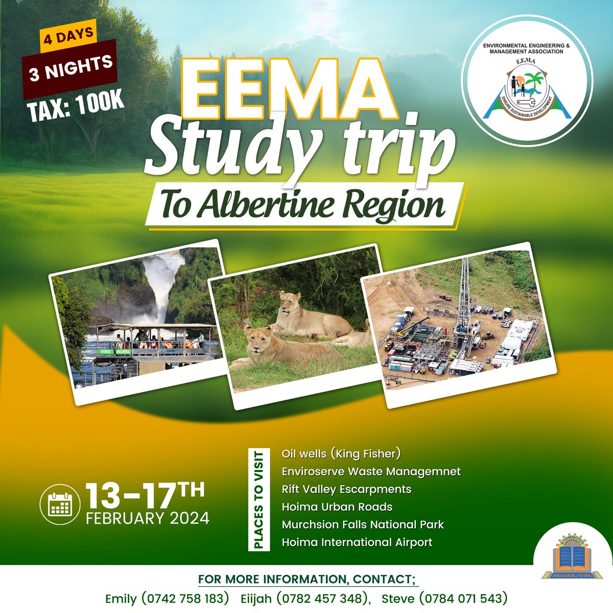 EEMA_KYU's tweet image. Well,well,this week🥳 ,we can&apos;t wait to be welcomed by @PAU_Uganda and @EnviroservUg as we immerse ourselves in knowledge and awareness about Uganda&apos;s oil journey, exploration activities,oil waste management among others
#studytrip
#EnvironmentalEngineering