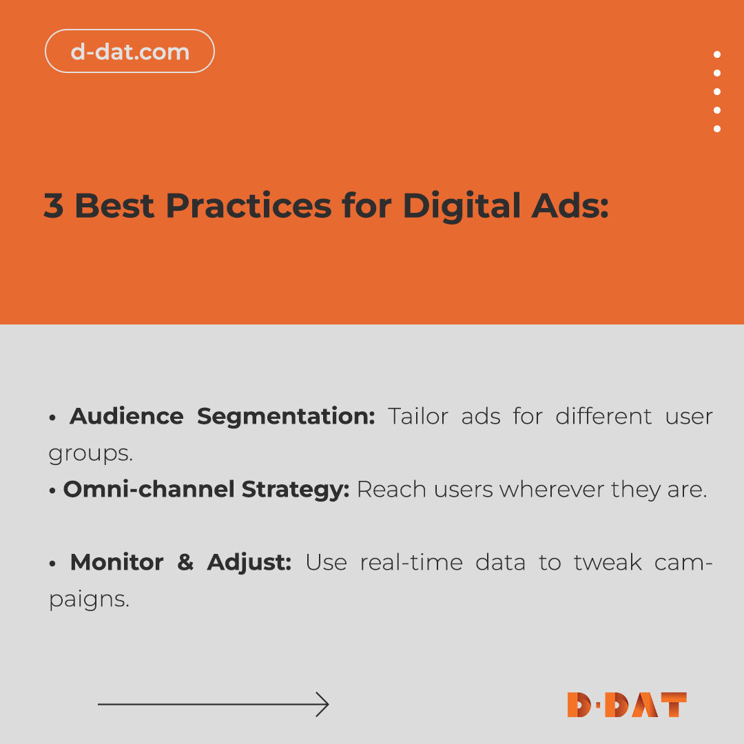 Boost your ad game with our top tips! 🚀

1️⃣ Tailor ads with Audience Segmentation.
2️⃣ Use an Omni-channel Strategy to be everywhere.
3️⃣ Monitor &amp; Adjust campaigns in real-time.

#PaidMedia #AdStrategy
