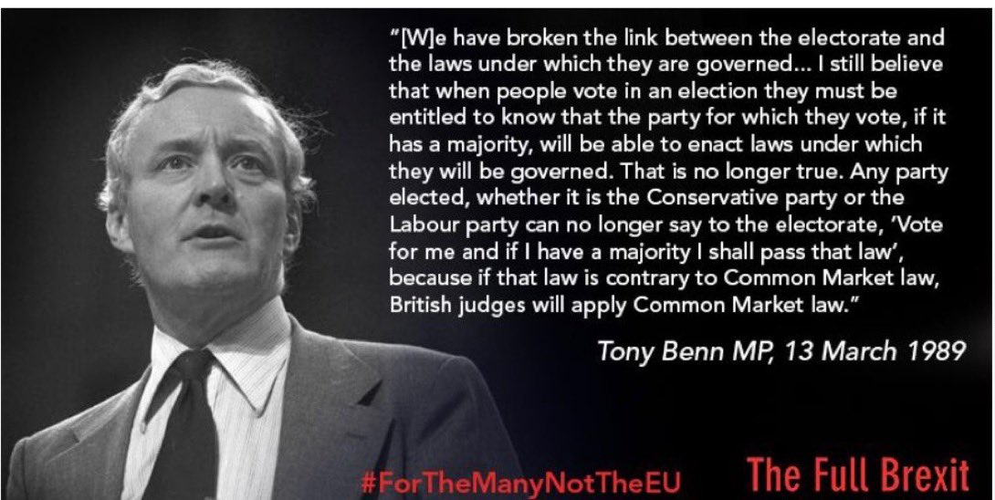 @DanPhi11ips @Nillo82948721 It’s about us having a meaningful choice between contesting political parties offering different policy packages. Vote Tory get Tory policies. Vote Labour get Labour policies. In the EU we get EU policies regardless who we vote for. No choice. Democracy is about having choices