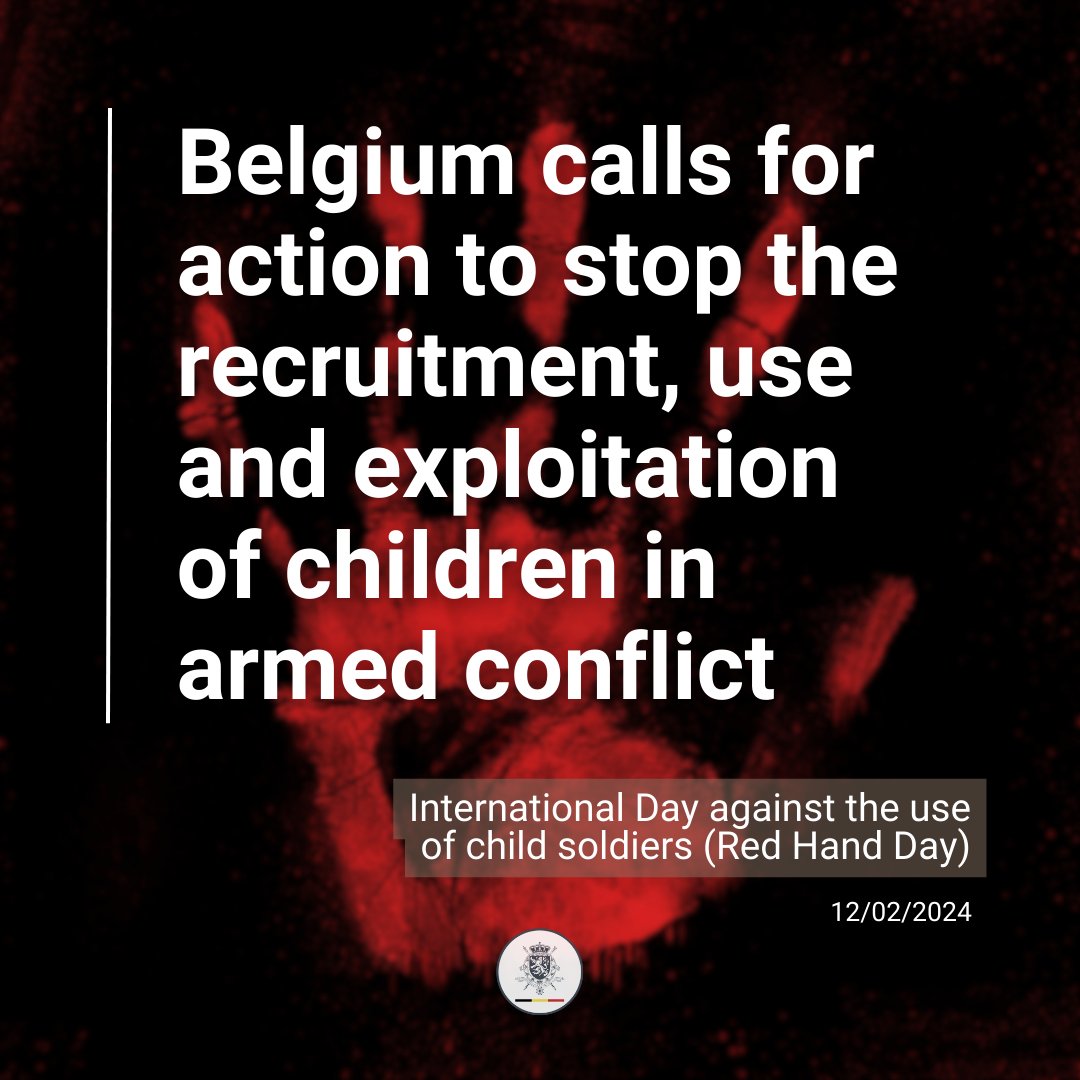 ✋ On the International Day against the Use of #ChildSoldiers, or #RedHandDay, we call for action to stop the recruitment, use and exploitation of children in armed conflict, and to support children affected by these practices. 

They are #ChildrenNotSoldiers.