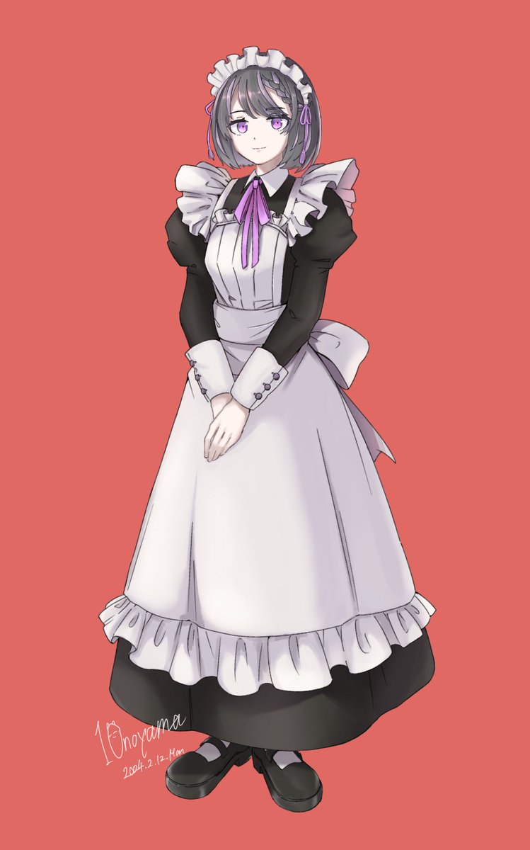 TOCO72's tweet image. メイドちゃん！
立ち絵初挑戦🦊

 #OC
 #illustration