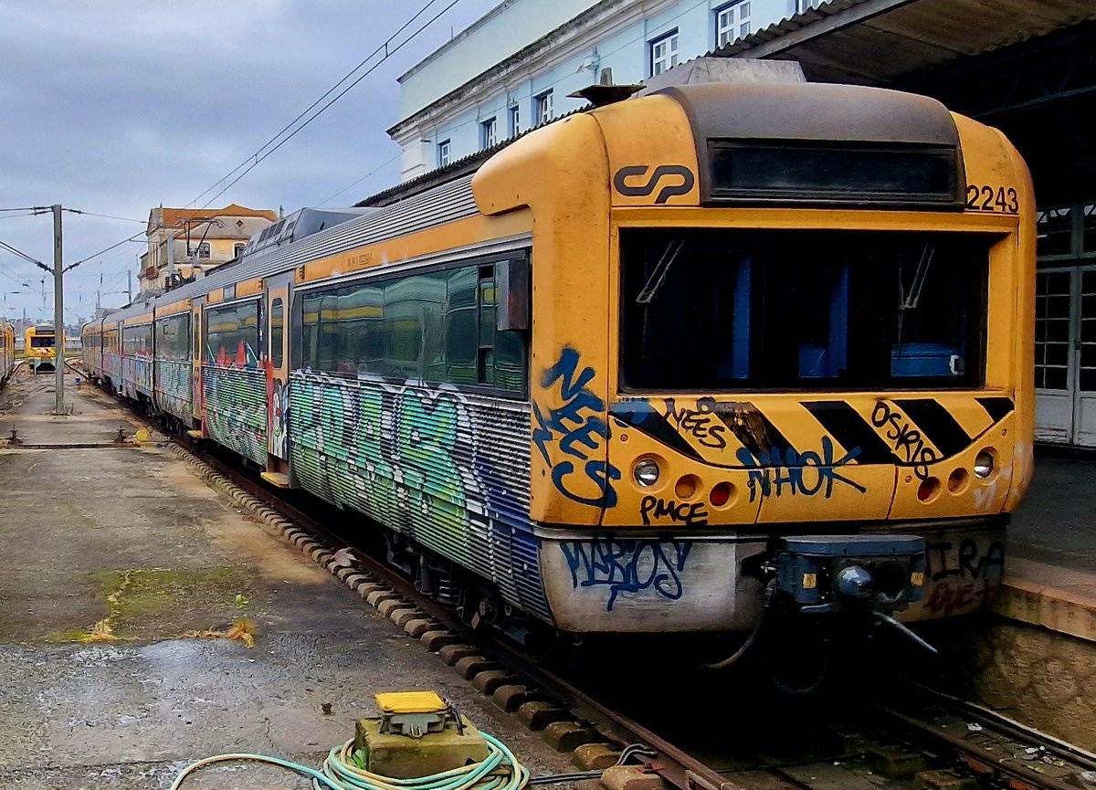 Public transport - particularly trains like this one in Central Portugal - seems to be a constant target for graffiti.

Do you have pictures of any similarly decorated buses or trains?