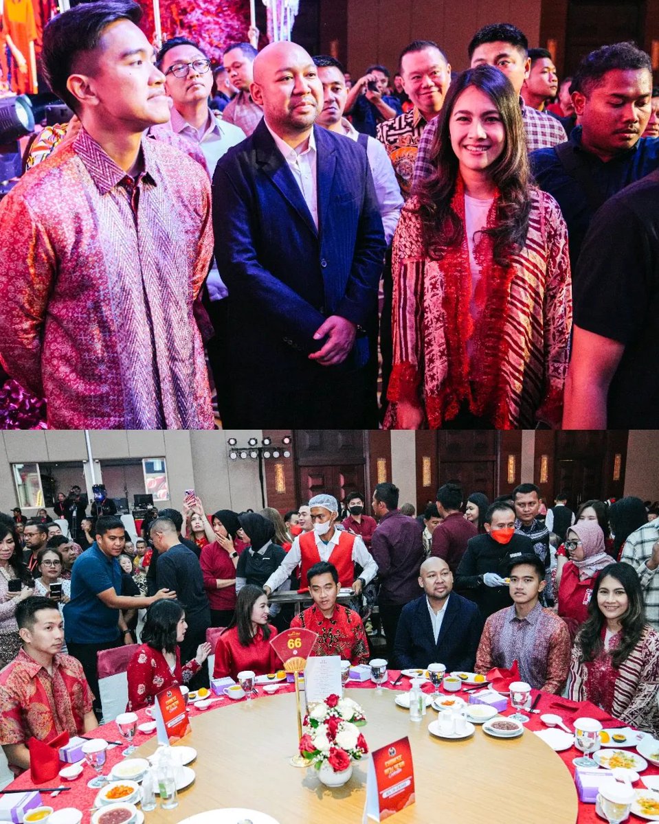 psi_id's tweet photo. Selain Mas Gibran, ada Ibu Veronica Tan di perayaan tahun baru Imlek di Sun City, Jakarta, tadi malam. Sungguh perayaan yang menghangatkan hati🌹🫰🏻

Mas Gibran ditemani Mbak Selvi Ananda. Hadir pula Mas Ketum Kaesang.

Lalu, ada putra Pak Prabowo Subianto, Mas Didit Hediprasetyo yang duduk  di antara Mas Gibran dan Mas Kaesang🫶🏻🎉

Dari PSI, juga ada Wakil Ketua Dewan Pembina Sis Grace Natalie, Anggota Dewan Pembina Isyana Bagoes Oka, dan Ketua DPP Satia Chandra Wiguna🎎🎐

Semua menghayati kegembiraan Imlek. Semoga kebahagiaan, kesejahteraan, dan kesehatan selalu memeluk kita🫂✨