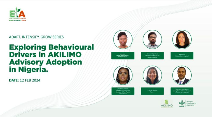 CgiarFarming's tweet photo. Join us today for a #webinar that will uncover the secrets behind successful digital agricultural adoption?
During this webinar, we'll delve into the fascinating world of farmer behavior and its impact on the #AKILIMO project.
Register👉 https://t.co/XT95KJIRqH
#agronomy https://t.co/KG0nDwDlf8