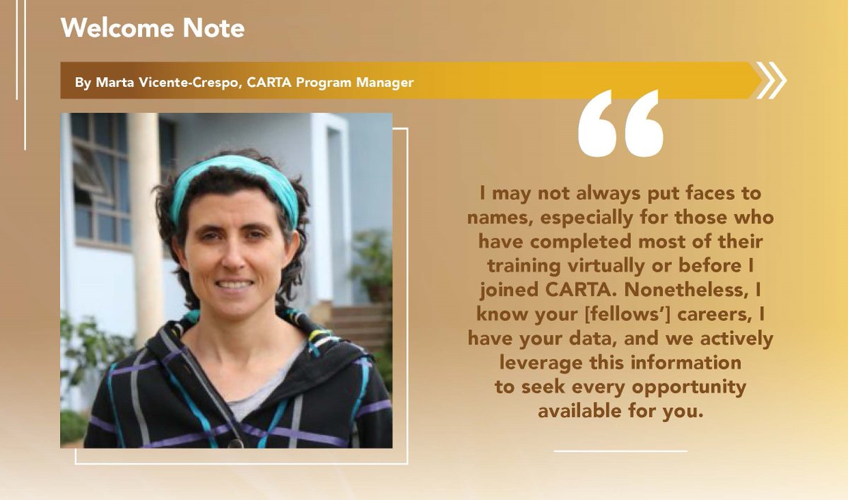 As the Program Manager, overseeing CARTA ECRs/training, having ten cohorts undergo CARTA's PhD training is a milestone @MVicenteCrespo is proud of. @aphrc @CKyobutungi Read highlights in her welcome note in the just published #CARTANewsletter: bit.ly/4bKsbw6