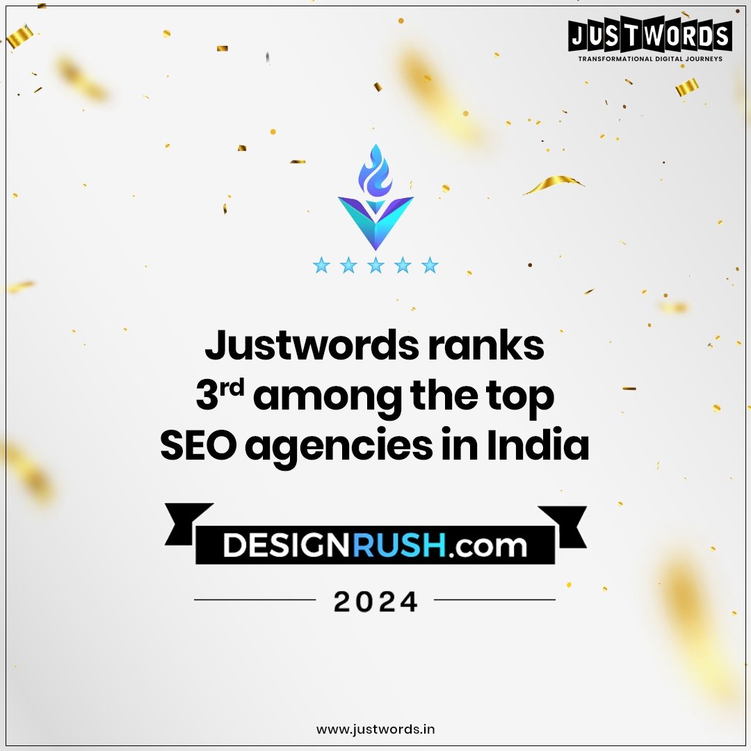 We are pretty stoked to see Justwords sitting 3rd in DesignRush's latest ranking of Top SEO Agencies in India! Thank you Design Rush for this recognition and a shout out to the entire team for this win ! 🙌 🏆

 Onwards and upwards!

#Justwords #DesignRush #TopSEOAgency