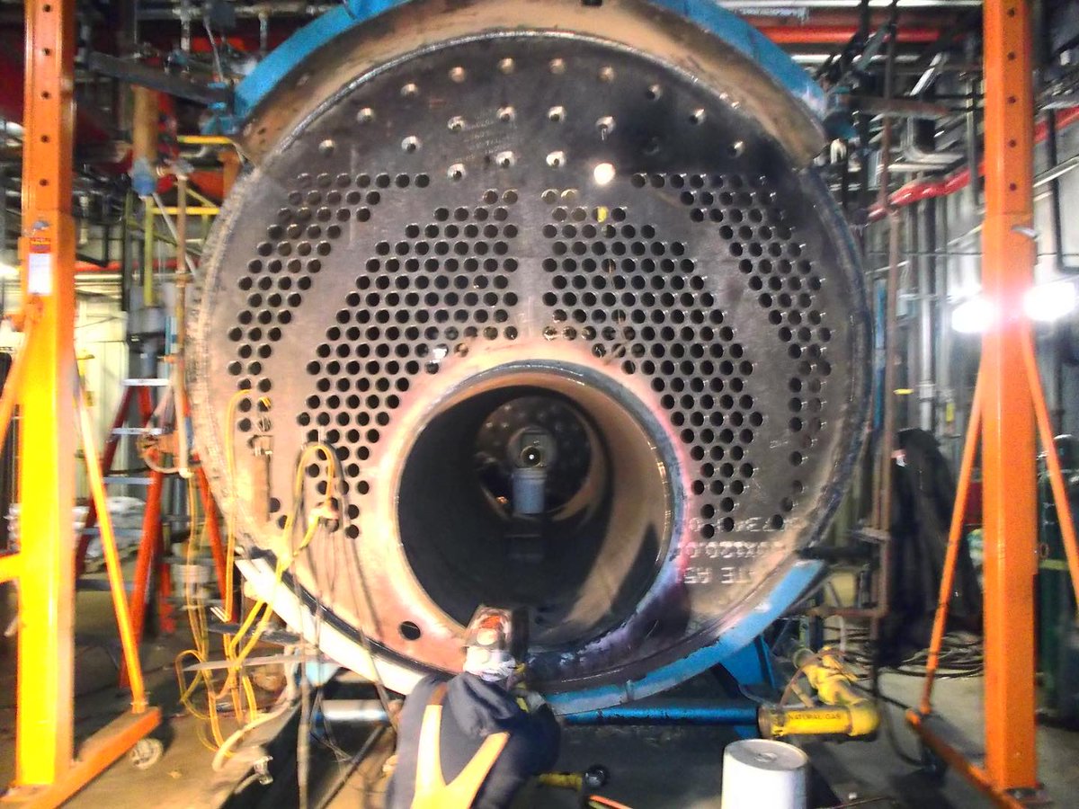 RasMech's tweet image. Over 300 tubes getting switched out on this boiler retube project in Nebraska. #retbube #coderepair #boiler