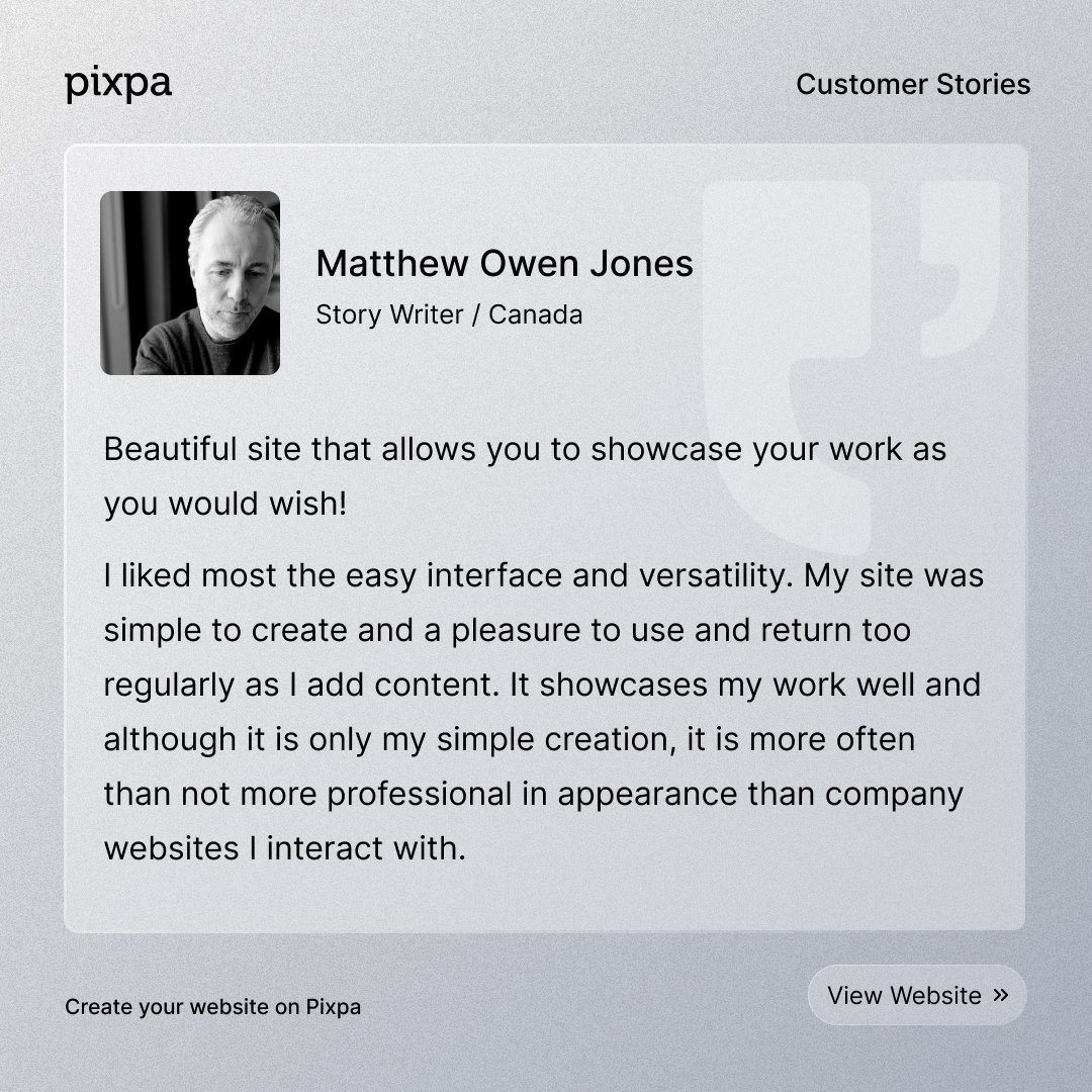 Pixpa's tweet photo. Matthew's tales found a home on Pixpa🌠

See what Matthew has to say about using Pixpa and visit his website > https://t.co/3cRNr2ZnLX

#Pixpareview #Writerwebsite #Writerportfolio https://t.co/qbxJf00r1y