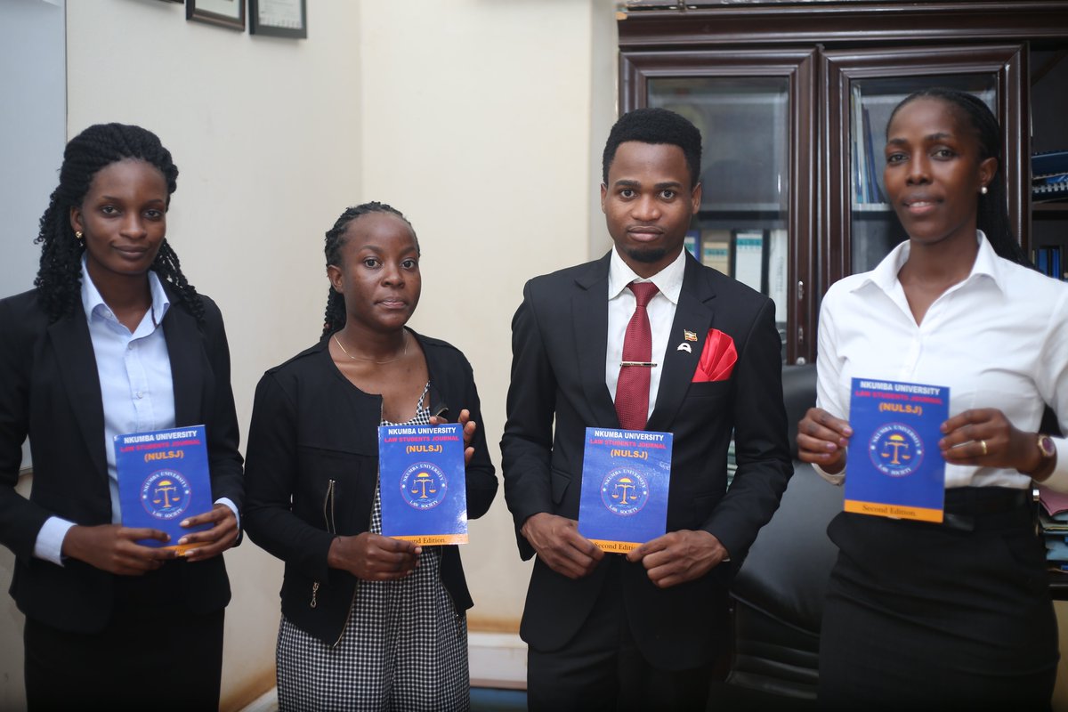NkumbaUni's tweet photo. Ag. Dean School of Law, Counsel Witness Nabalende today officially received a copy of the Nkumba University Law Society (NULS) Journal from the President @nkumba_law, Mwanje Gideon alas @Batapa8. 

President @Batapa8 was accompanied by NULS's Minister of Information Ms. @MUTESISANDRA91 and the Minister of Education, Ms. Lamula Nangendo.

A copy was also delivered to Mrs Florence Ssebbaale, the University Librarian.

https://t.co/wZEBfpoqJc

#I_Owe_You 
#I_Owe_You