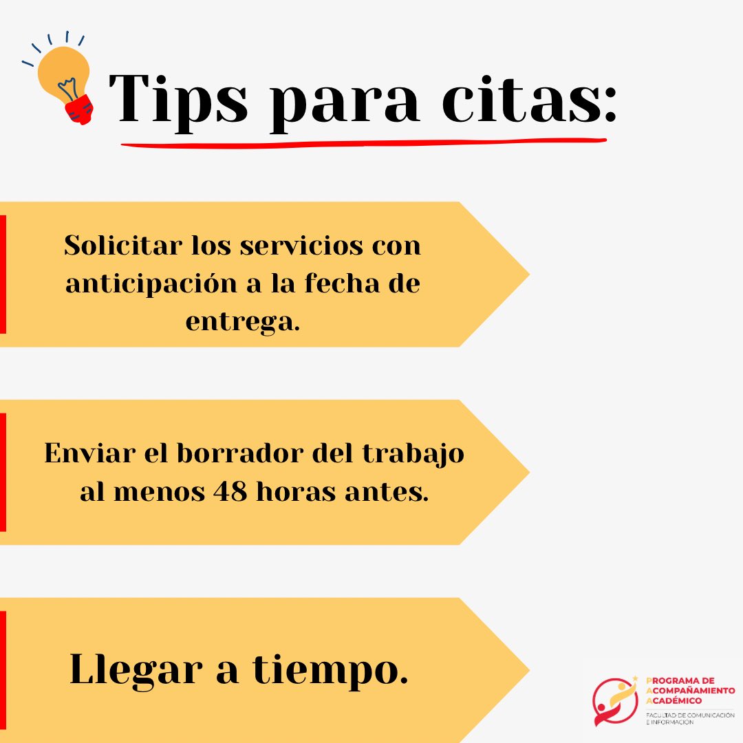 🔴Programa Acompanamiento Académico🟡 (@paafaci) on Twitter photo ¡Sigue estos pasos para sacar lo mejor de tu cita en el PAA! ✅😁
#PAA #FACI #UPRRP #IUPI <a href="/faciuprrp/">Facultad de Comunicación e Información</a> ¡Sigue estos pasos para sacar lo mejor de tu cita en el PAA! ✅😁
#PAA #FACI #UPRRP #IUPI <a href="/faciuprrp/">Facultad de Comunicación e Información</a>