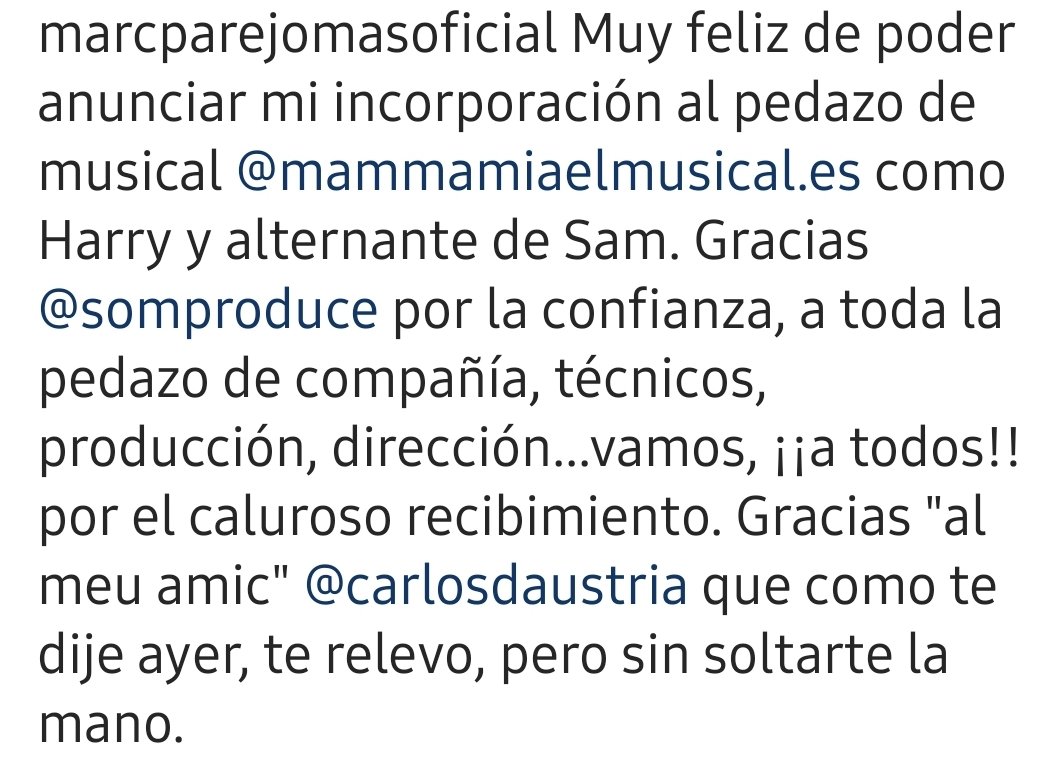 MarcParejoCFans's tweet photo. #MarcParejo desde su instagram nos anuncia su nuevo proyecto.@MammaMiaMusical 👏 enhorabuena ❤️ https://t.co/RLISssmvtQ