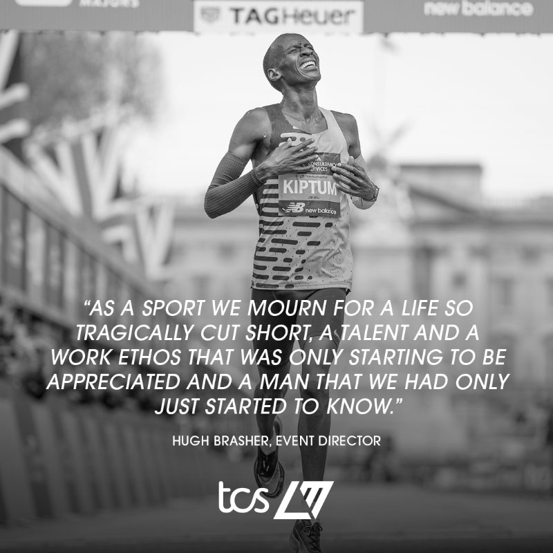 LondonMarathon's tweet photo. "He was a 'once in a generation' athlete who was set to redefine the boundaries of our sport."
 
Event Director Hugh Brasher reacts to the tragic passing of marathon world record holder Kelvin Kiptum and his coach, Gervais Hakizimana.
